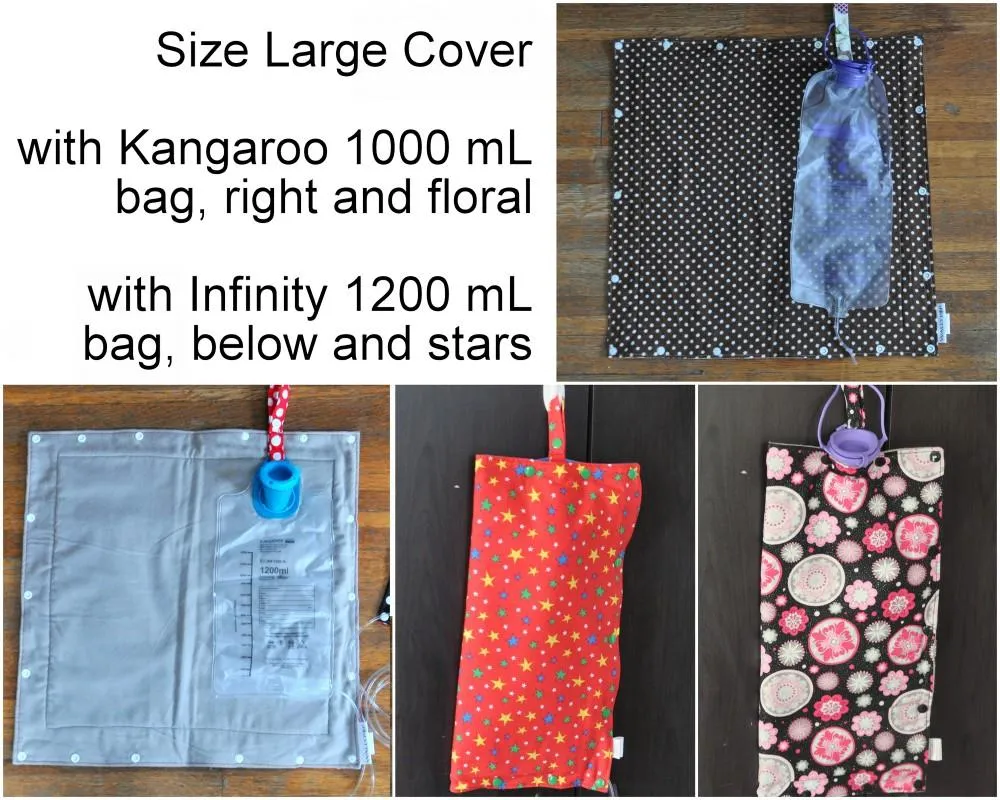 Black and White size Large Insulated Feeding Pump Bag Cover / IV bag cover. Ready to ship.