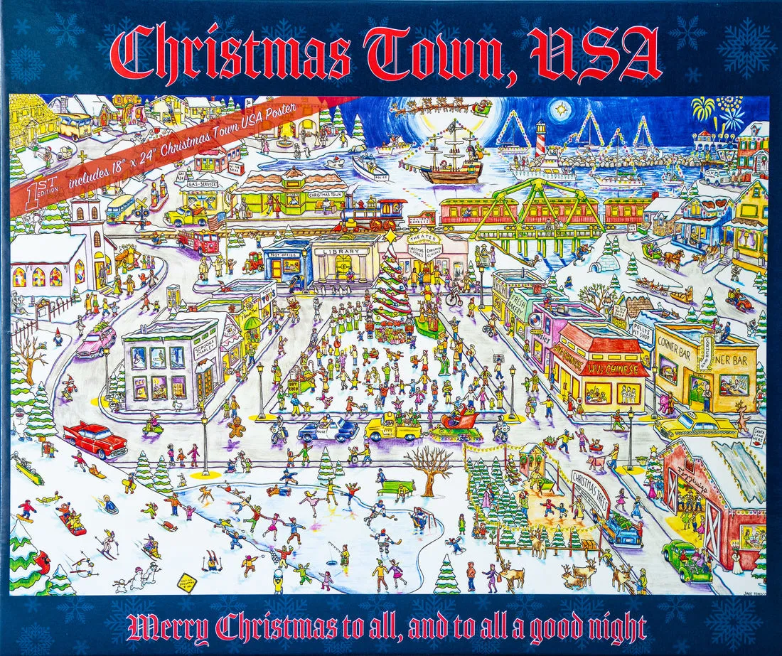 CHRISTMAS TOWN USA City Map Art Poster Puzzle (18" x 24") - 500 piece