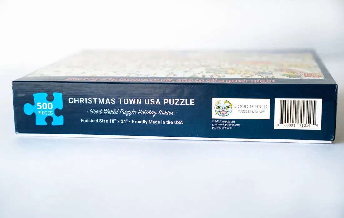 CHRISTMAS TOWN USA City Map Art Poster Puzzle (18" x 24") - 500 piece