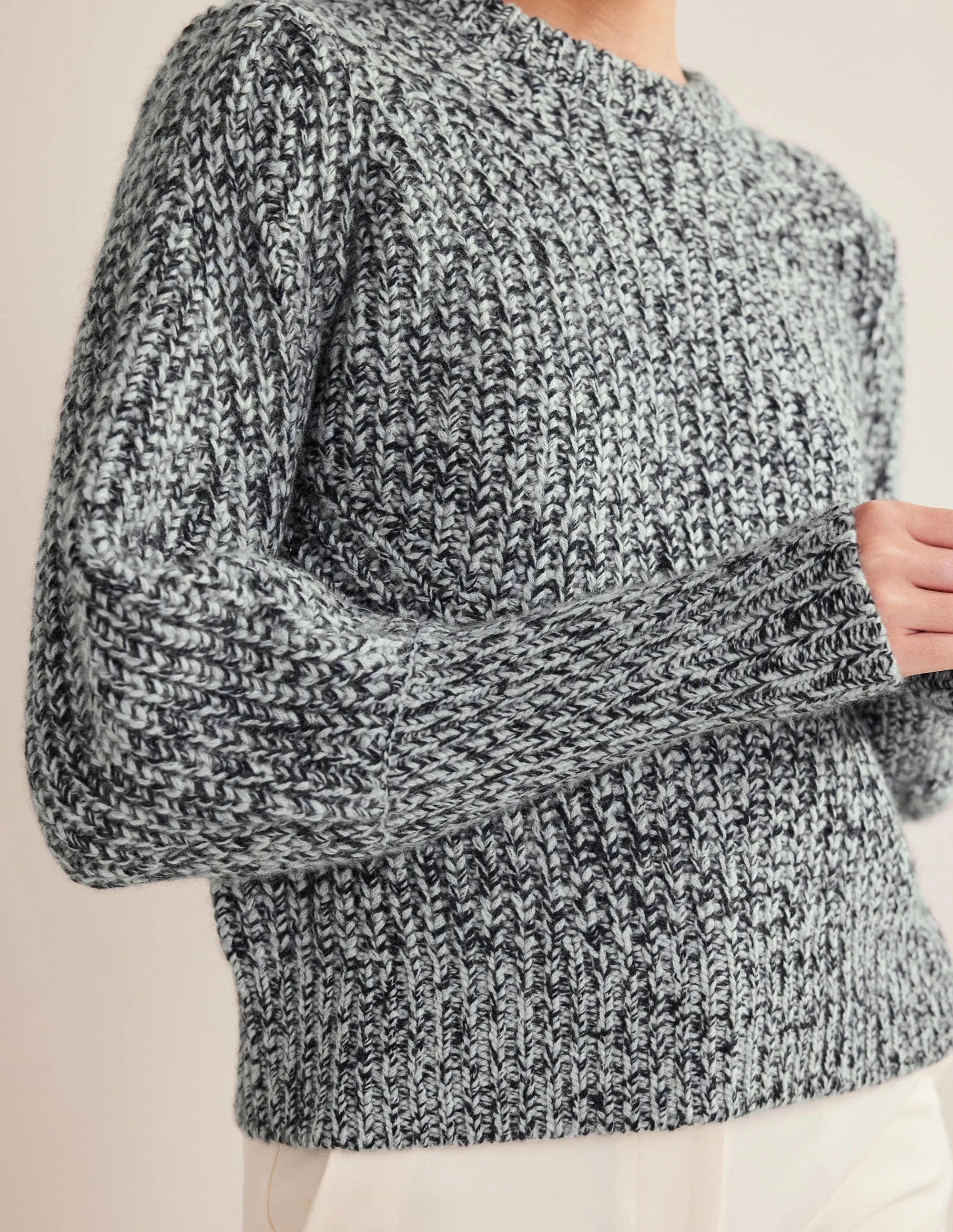 Chunky-Rib Cashmere Jumper-Blues Melange