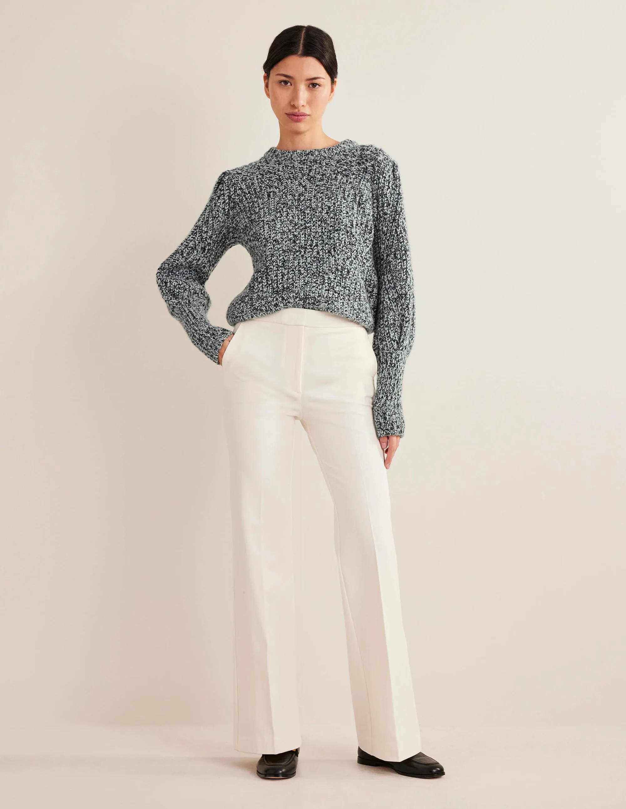 Chunky-Rib Cashmere Jumper-Blues Melange