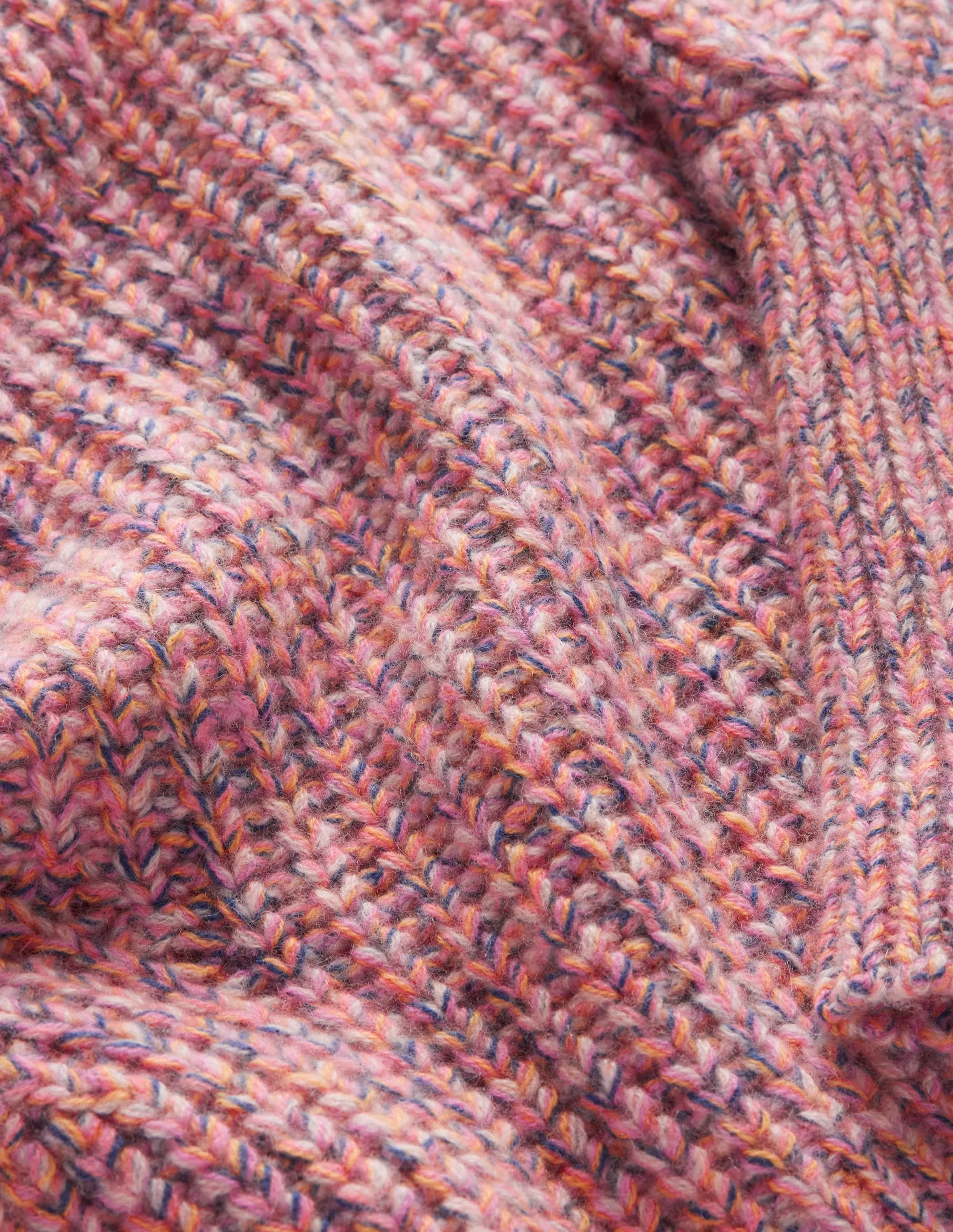 Chunky-Rib Cashmere Jumper-Dusky Rose Marl