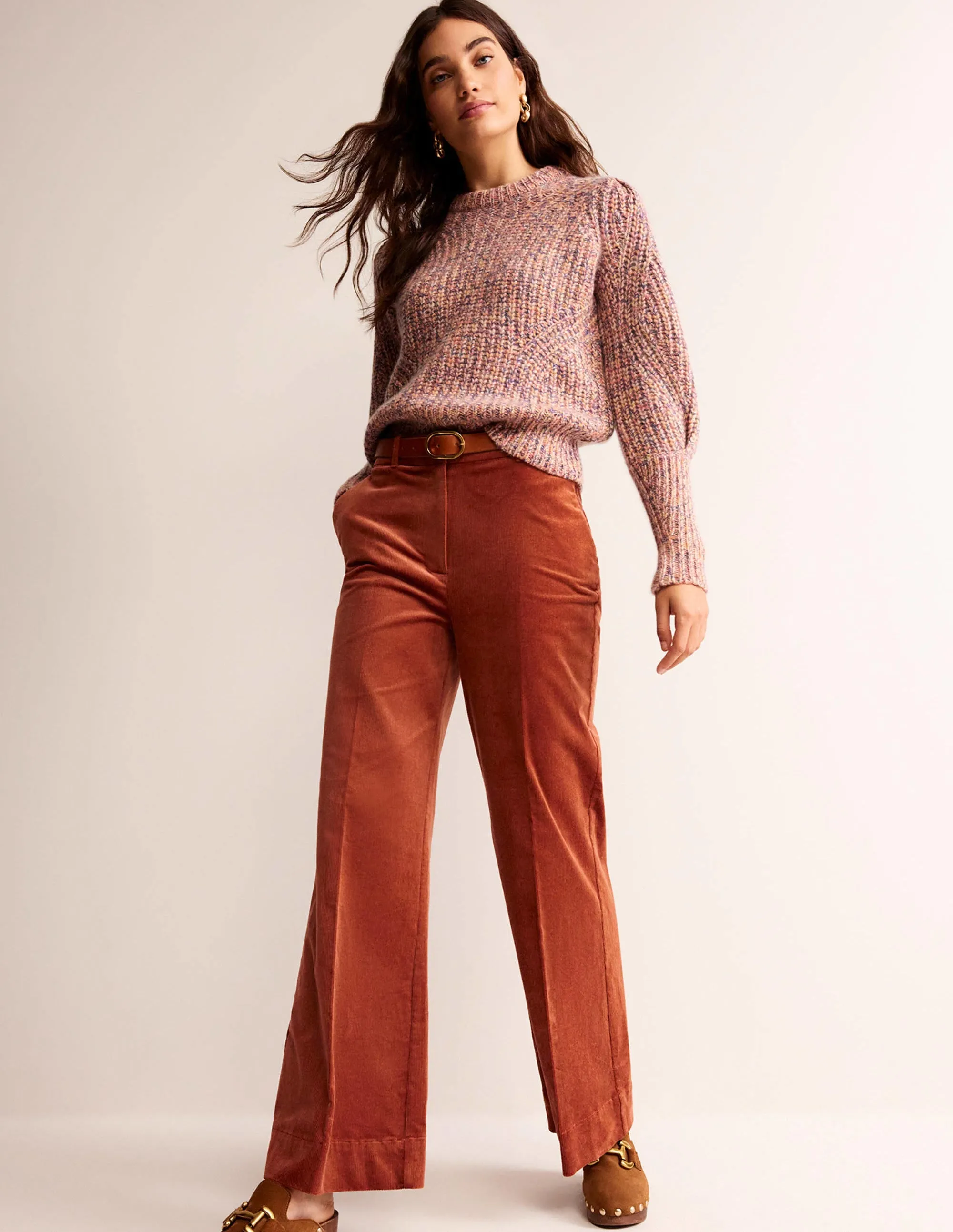 Chunky-Rib Cashmere Jumper-Dusky Rose Marl