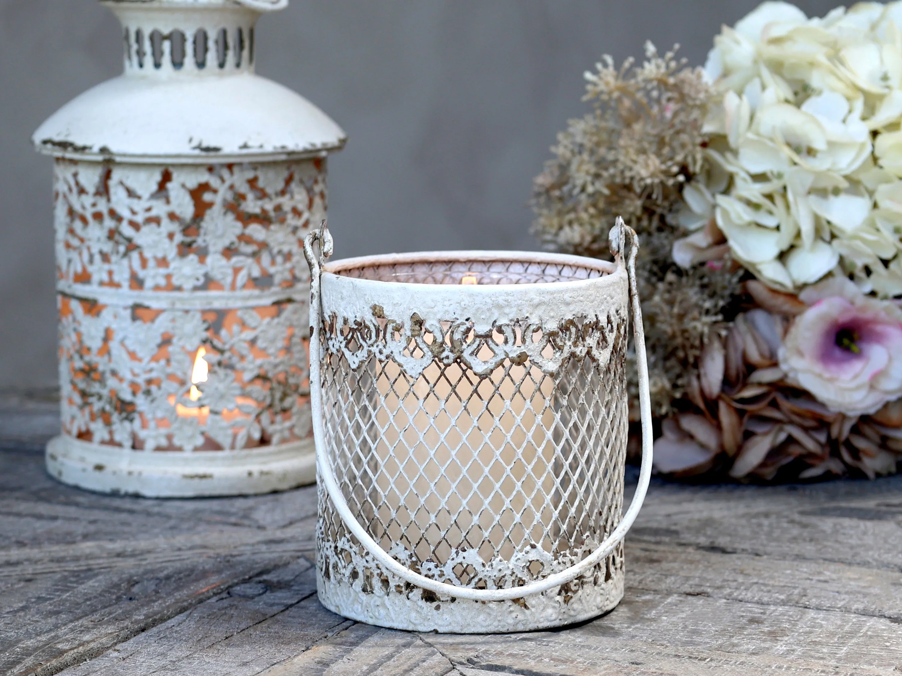 Distressed Cream Lantern