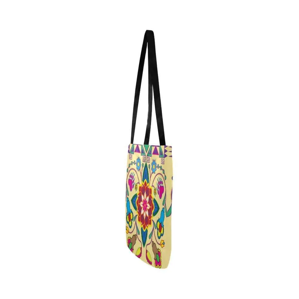 Geometric Floral Winter-Vanilla Reusable Shopping Bag (Two sides)