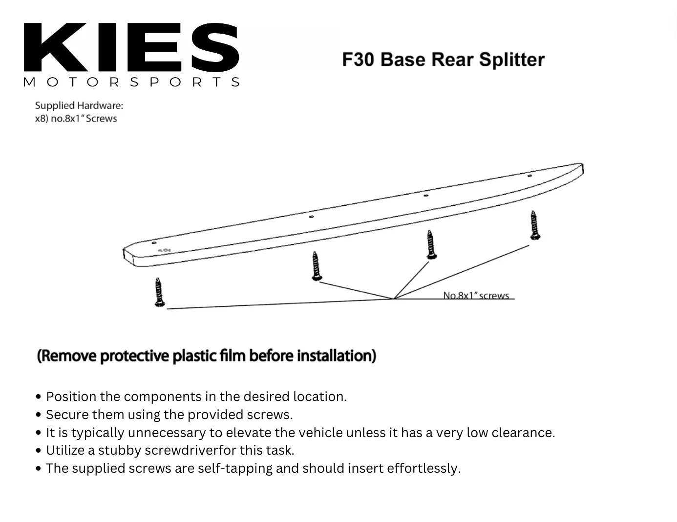 Kies Essential Trim Kit for BMW F30 Base Model
