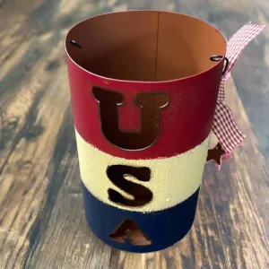 Patriotic Metal Candle Lantern