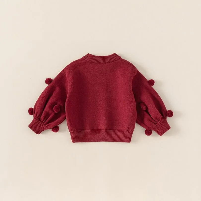 PomPom Lantern Sleeve Knit Sweater