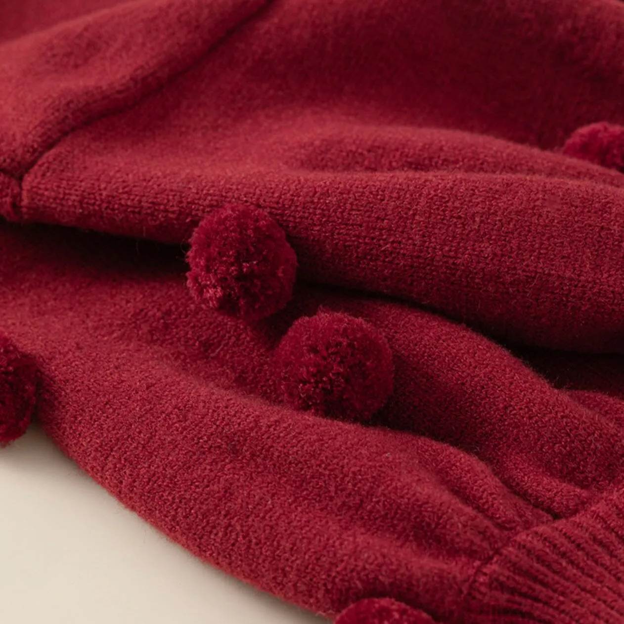 PomPom Lantern Sleeve Knit Sweater
