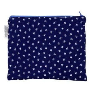 Sandwich Sized Reusable Zippered Bag Sailboats on Navy