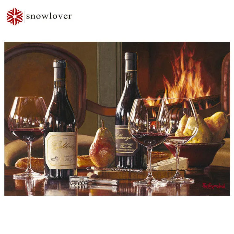 Square full drill diamond embroidery wine needlework cross stitch square resin full diamond painting wine