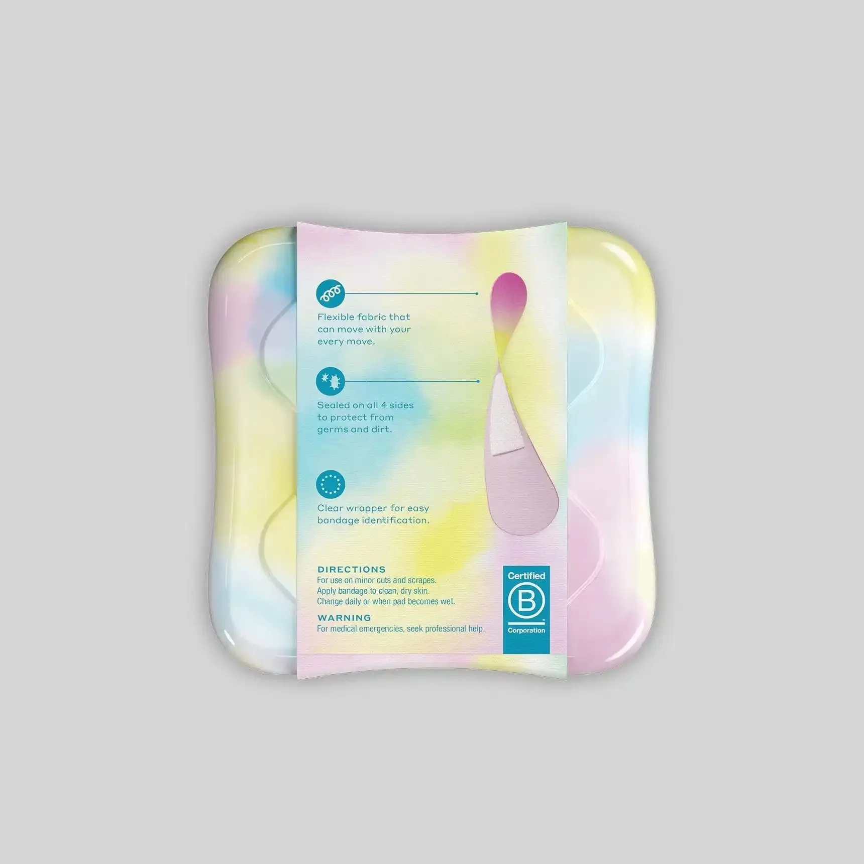 Welly Bravery Badges Colorwash Assorted Flex Fabric Bandages - 48 Count