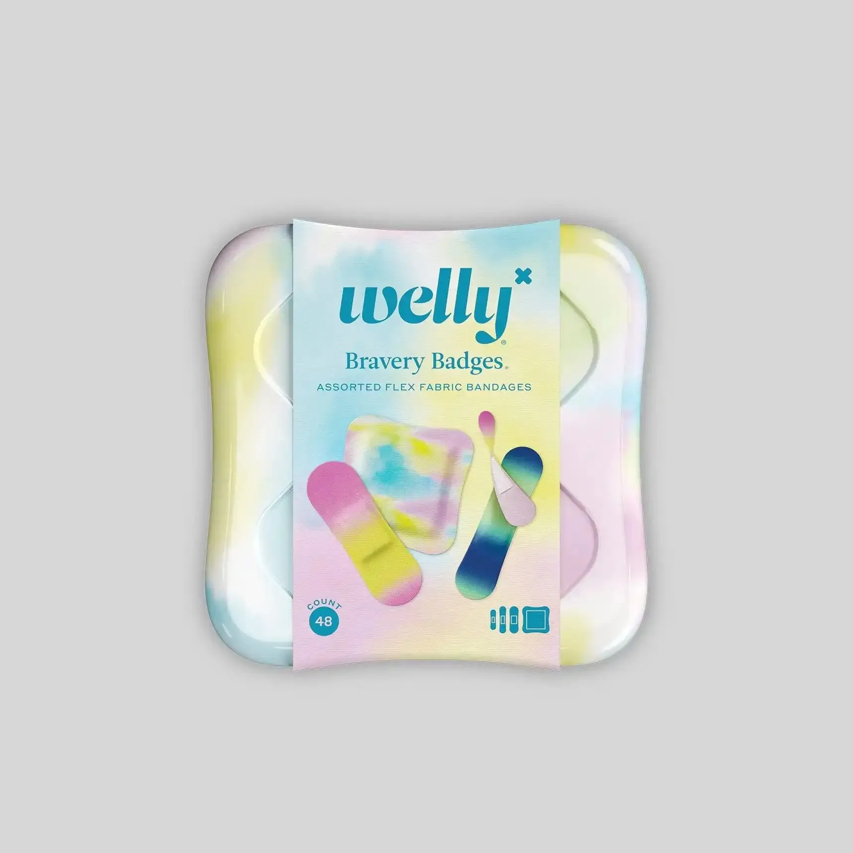 Welly Bravery Badges Colorwash Assorted Flex Fabric Bandages - 48 Count